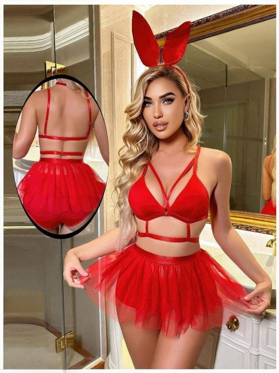 طقم لانجيري 3 قطع – جيب تل مع براه وتوكة أنثوية لإطلالة ساحرة