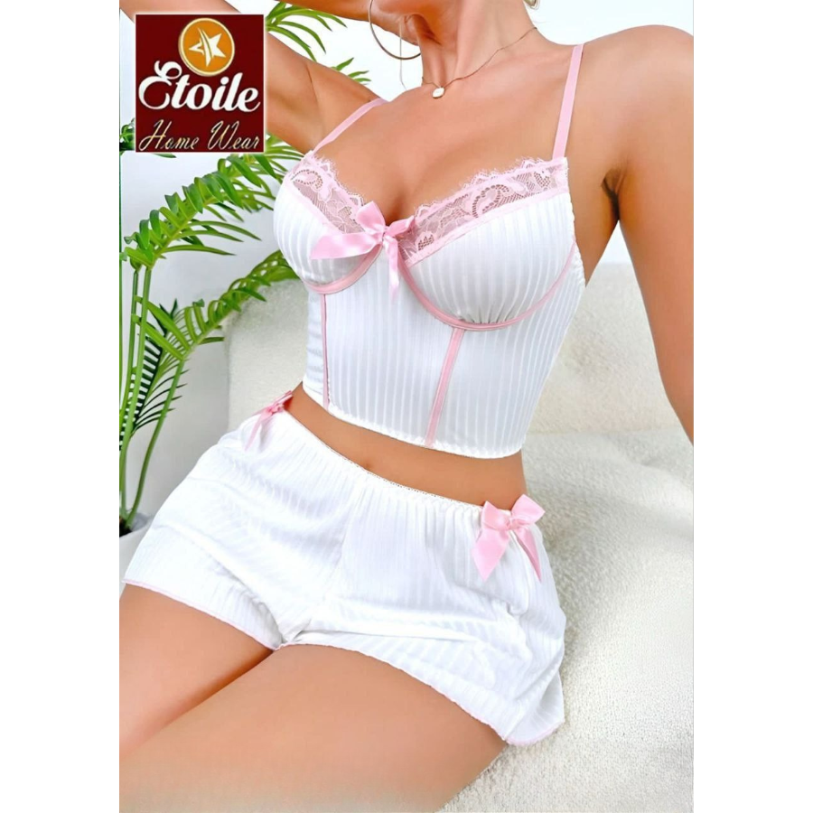 بجامة قطعتين شورت وتوب قصير – تصميم صيفي مريح بخامة قطنية ناعمة