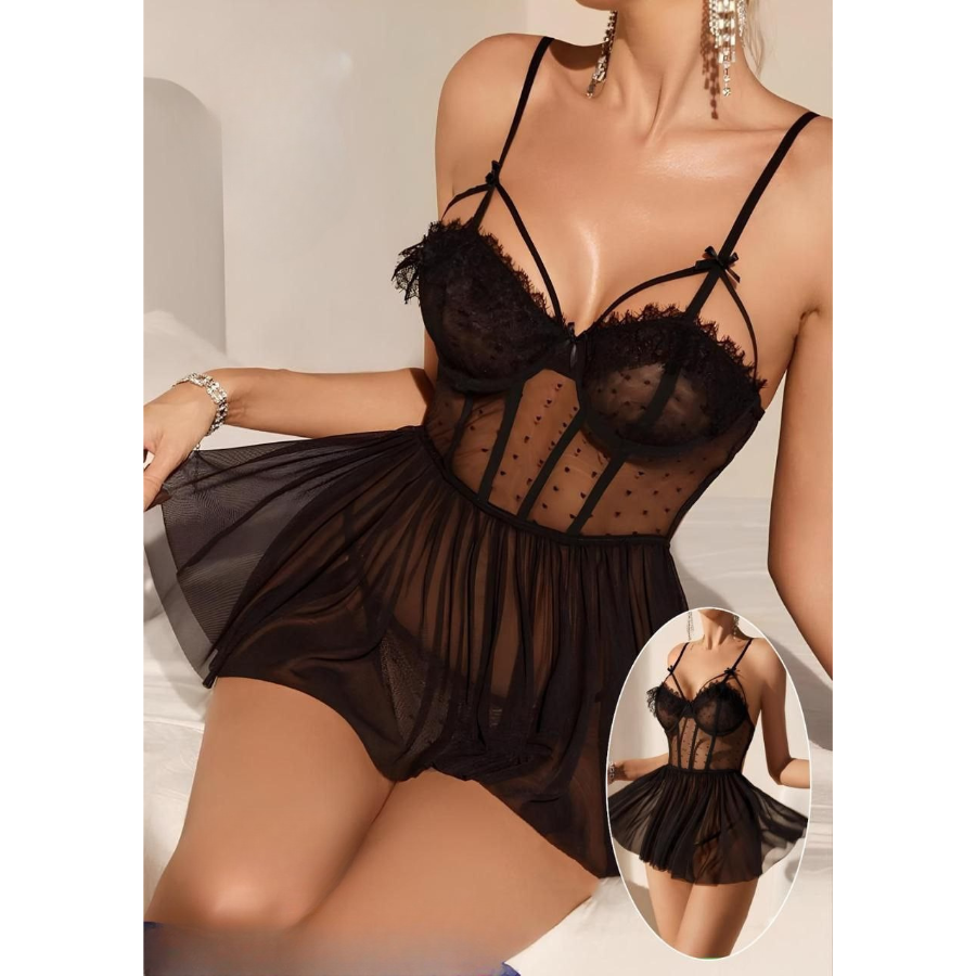 قميص نوم شفاف – تصميم أنثوي فاخر وخامة ناعمة بجودة عالية