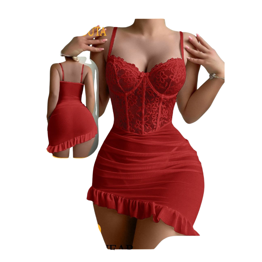 قميص نوم نسائي من خامة التل – تصميم أنثوي ناعم مع لمسة جريئة وجذابة