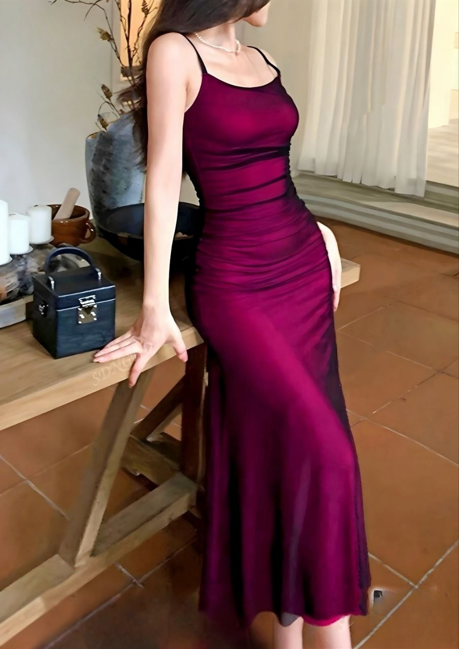 قميص نوم بطبقتين – خامة زبدة ناعمة مع تل شفاف لإطلالة أنثوية جذابة