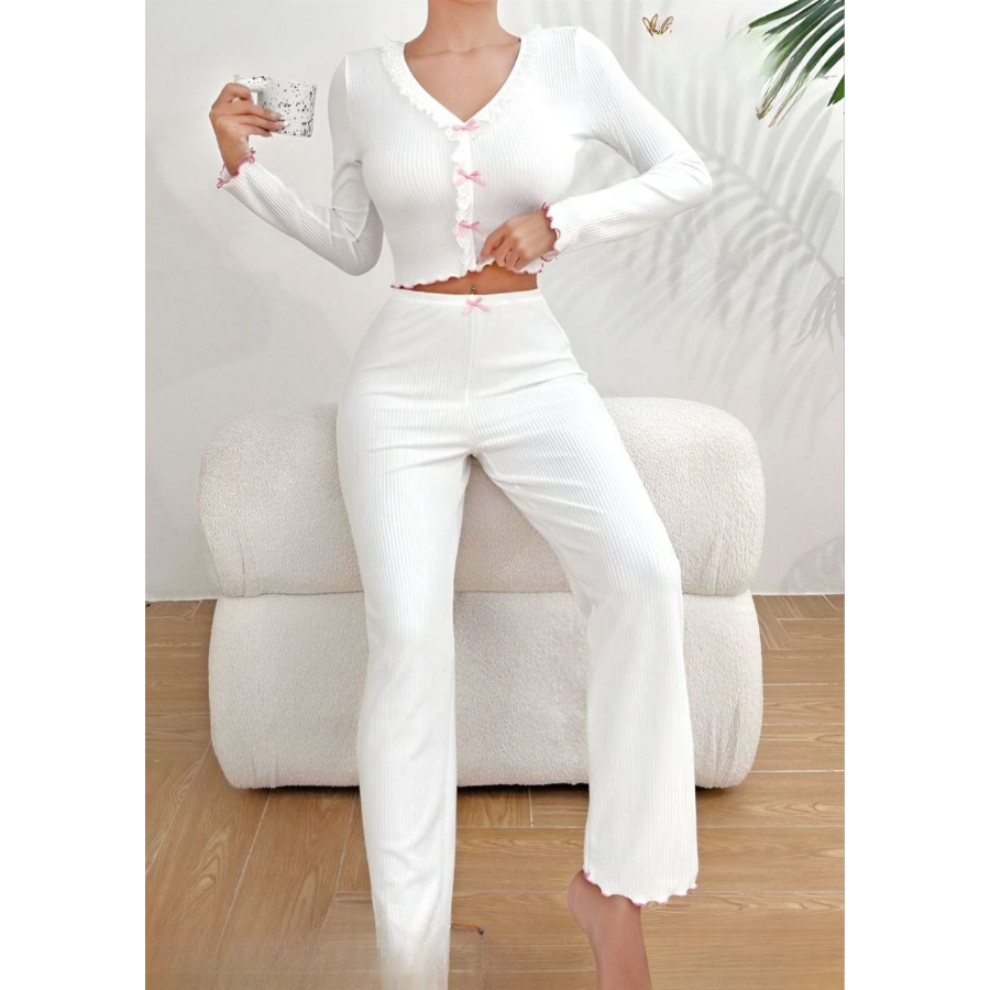 بيجامة قطن قطعتين (بنطلون وبلوزة) – تصميم عصري مريح بخامة طبيعية 100%