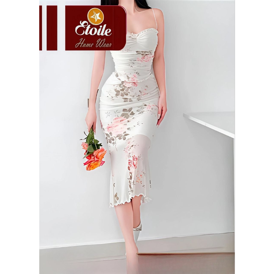 قميص نوم طويل مشجر – تصميم أنثوي مريح بخامة قطنية ناعمة